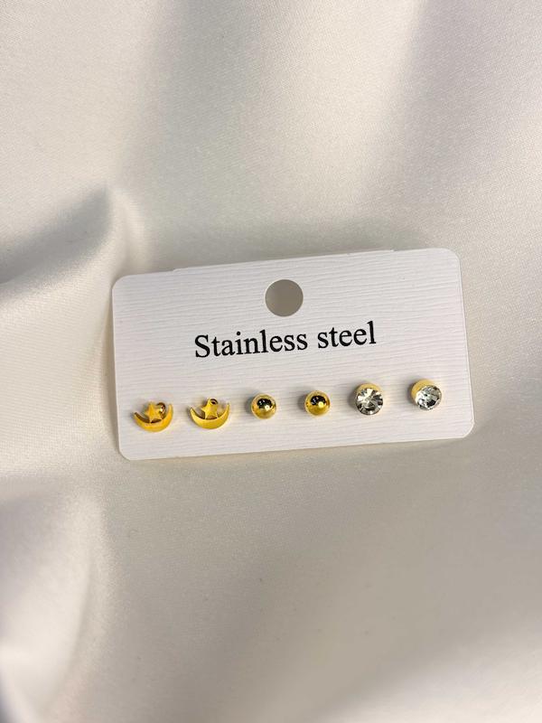 پک گوشواره استیل طلایی کد 06