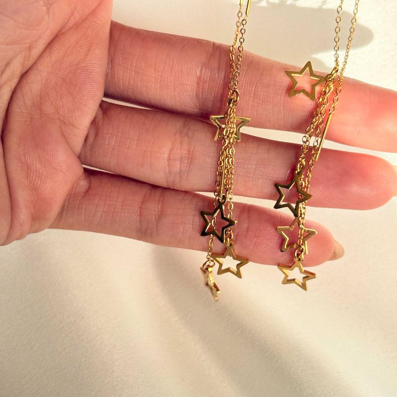 گوشواره پرستاره طلایی استیل