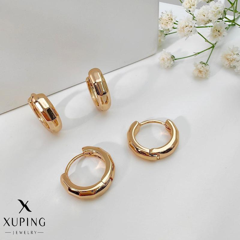 گوشواره حلقه‌ای ژوپینگ طلایی براق