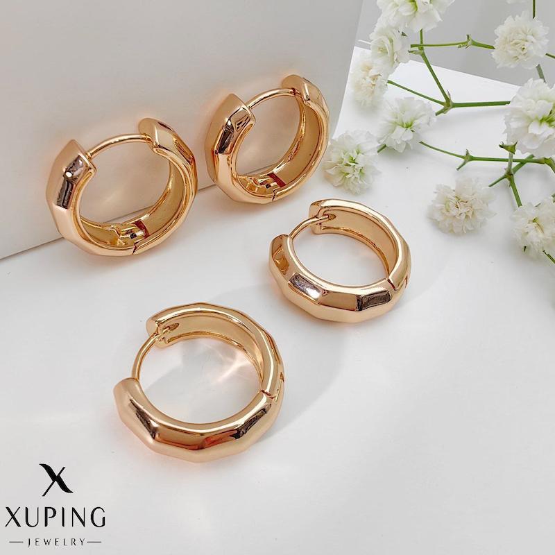 گوشواره حلقه‌ای ژوپینگ طلایی براق