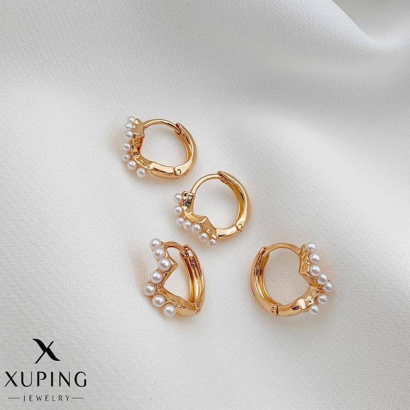 گوشواره ژوپینگ حلقه‌ای مدل اشکی مرواریددار