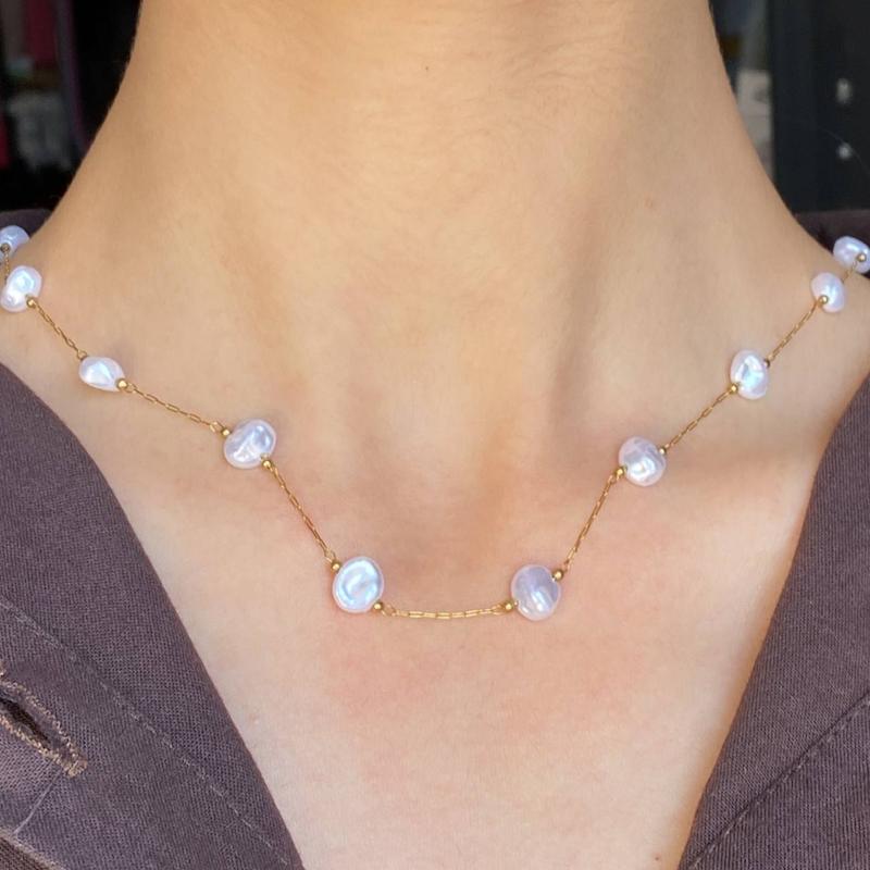 گردنبند مروارید گوی طلایی