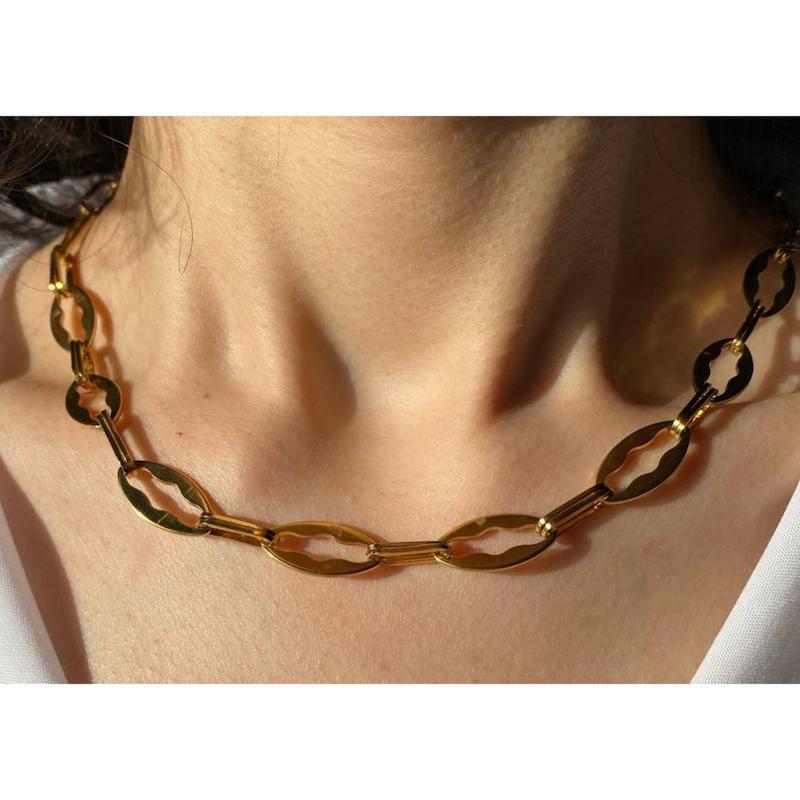 گردنبند زنجیر بیضی پیچ خورده 