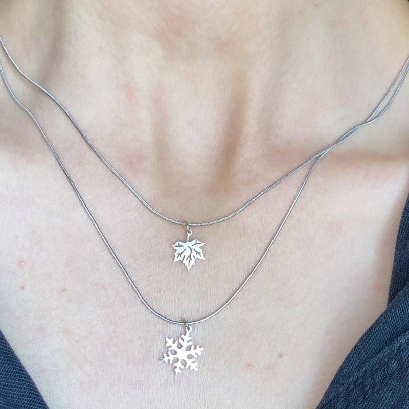 گردنبند دولاین برف و برگ