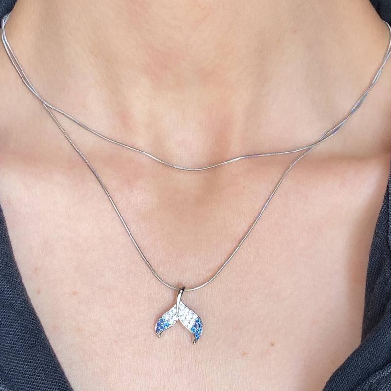 گردنبند دولاین دم وال نگینی