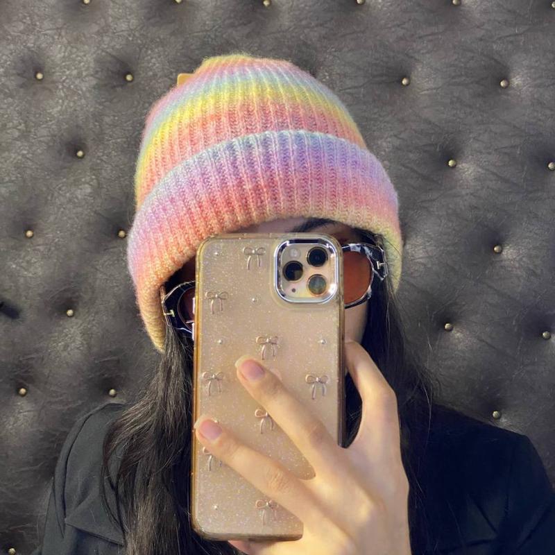 کلاه بافت رنگین کمانی 