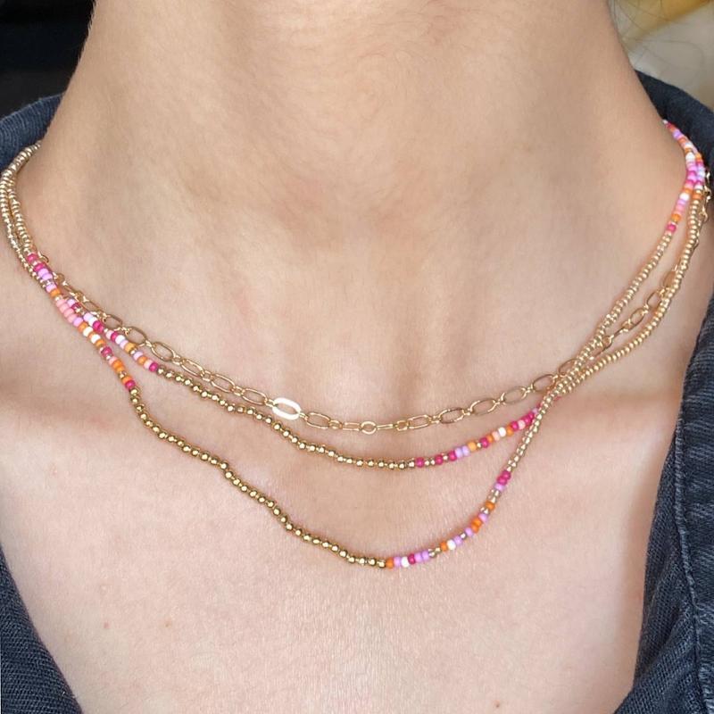 گردنبند سه لاین مهره ای 