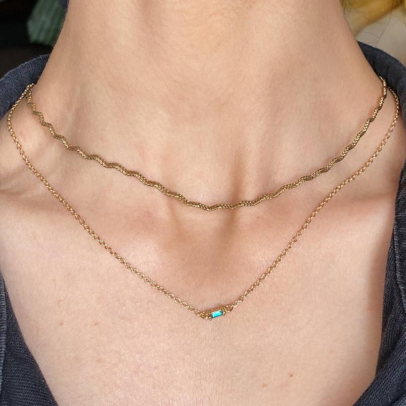 گردنبند دو لاین طلایی تک کریستال