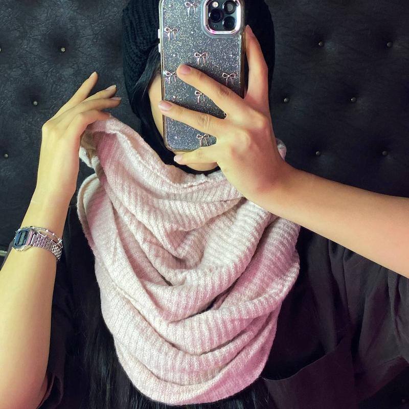 شال رینگی pink beige بافت زیر و رو