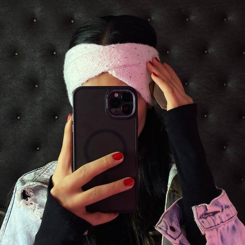 هدبند بافت سفید نگینی