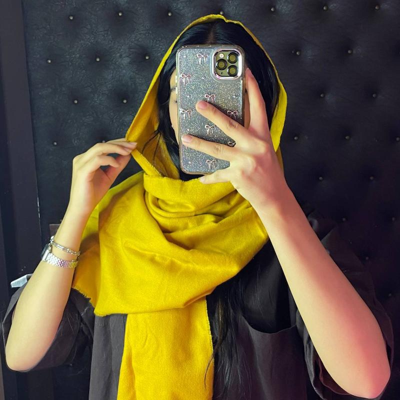 شال موهر ساده خردلی