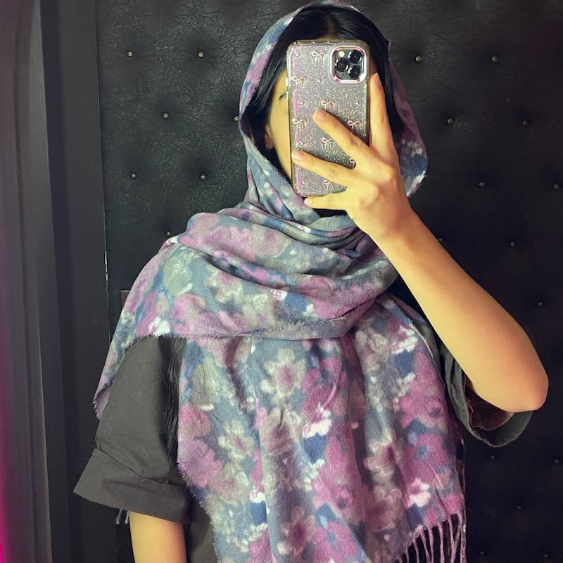 شال موهر گلدار بنفش