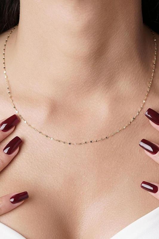 گردنبند استیل ۶ تراش نقره ای 