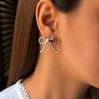گوشواره پاپیون نقره ای و طلایی کد 102