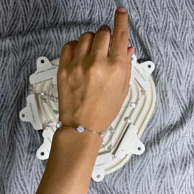 دستبند مروارید گوی نقره ای