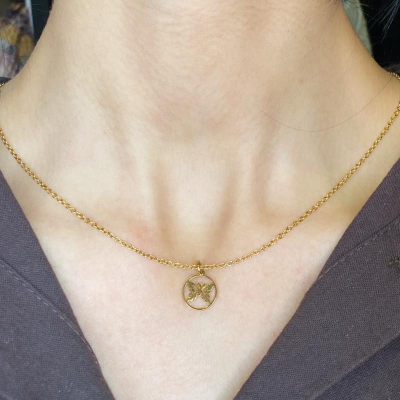 گردنبند پروانه قاب دایره 