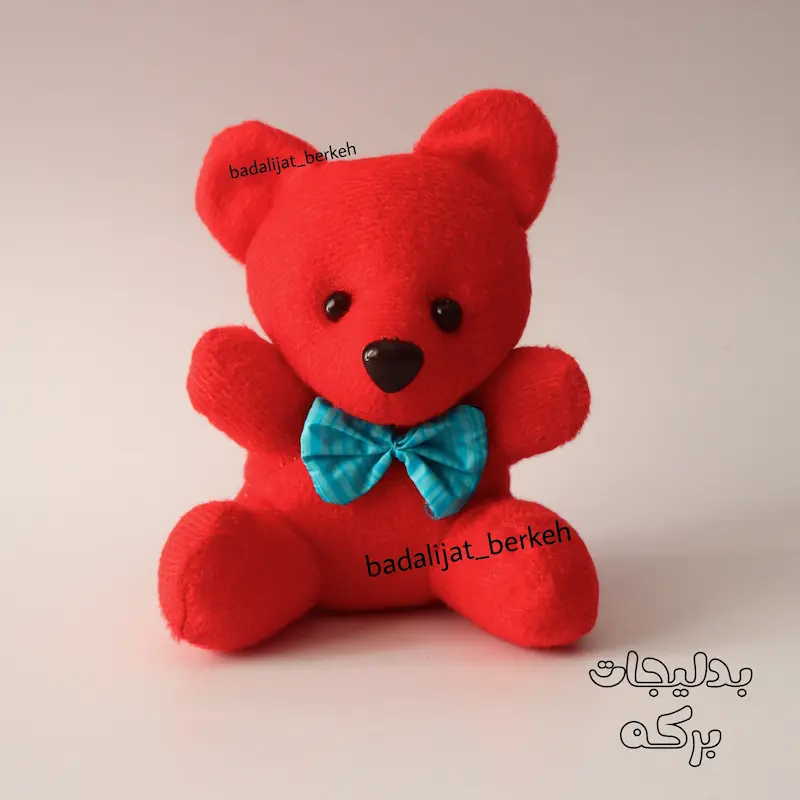 عروسک خرس ولنتاین . خرس پولیشی نشسته رنگ قرمز . خرس باکس هدیه