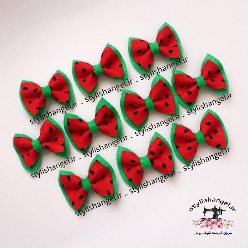 گلسر یلدایی نمدی . گیره مو یلدایی دخترانه . گیفت یلدا . گیره مو انبری دخترانه طرح هندوانه یلدا