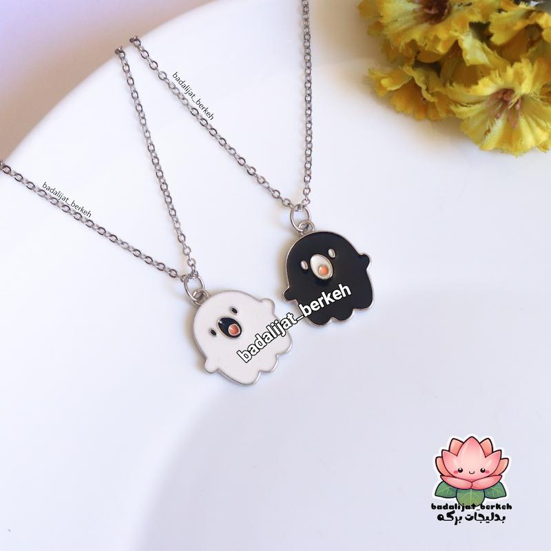 گردنبند دوستی طرح روح . گردنبند روح سفید و مشکی . گردنبند دخترانه پینترستی . 