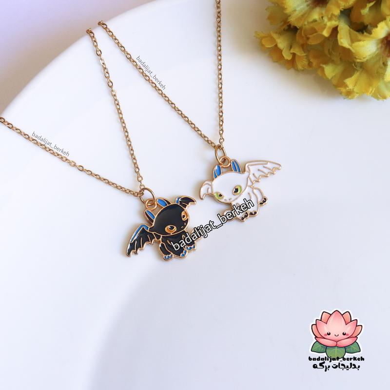 گردنبند دوستی طرح اژدها . گردنبند اژدها بی دندون سفید و مشکی . گردنبند دخترانه پینترستی