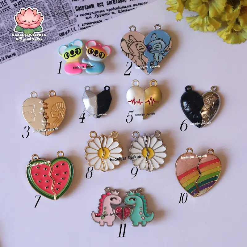 پلاک فانتزی دوستی کاپلی مگنتی با حلقه استیل