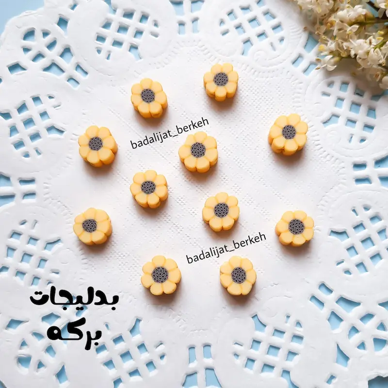 مهره فیمو طرح گل آفتابگردون ( 10 عددی )