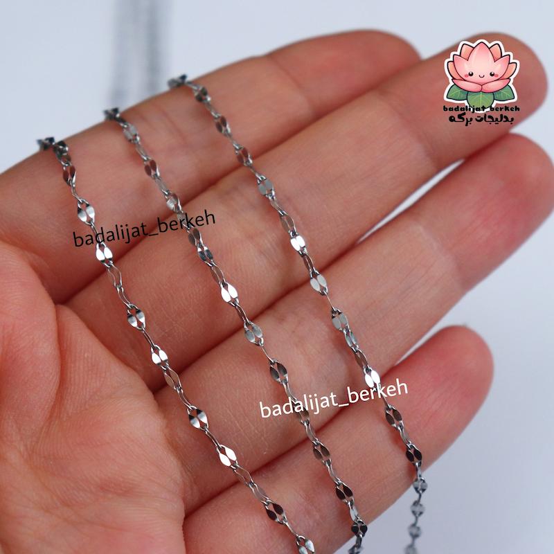 زنجیر دیسکو استیل . گردنبند دیسکو نقره ای استیل رنگ ثابت