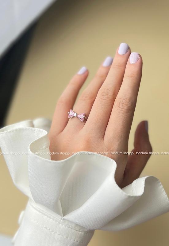 انگشتر پاپیونی جواهری پینترستی صورتی