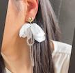 گوشواره گلبرگی پارچه ای پاپیون قلبی