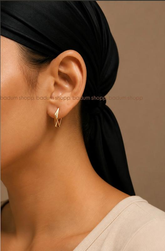 گوشواره زوپینگ طرح چندضلعی طلایی 