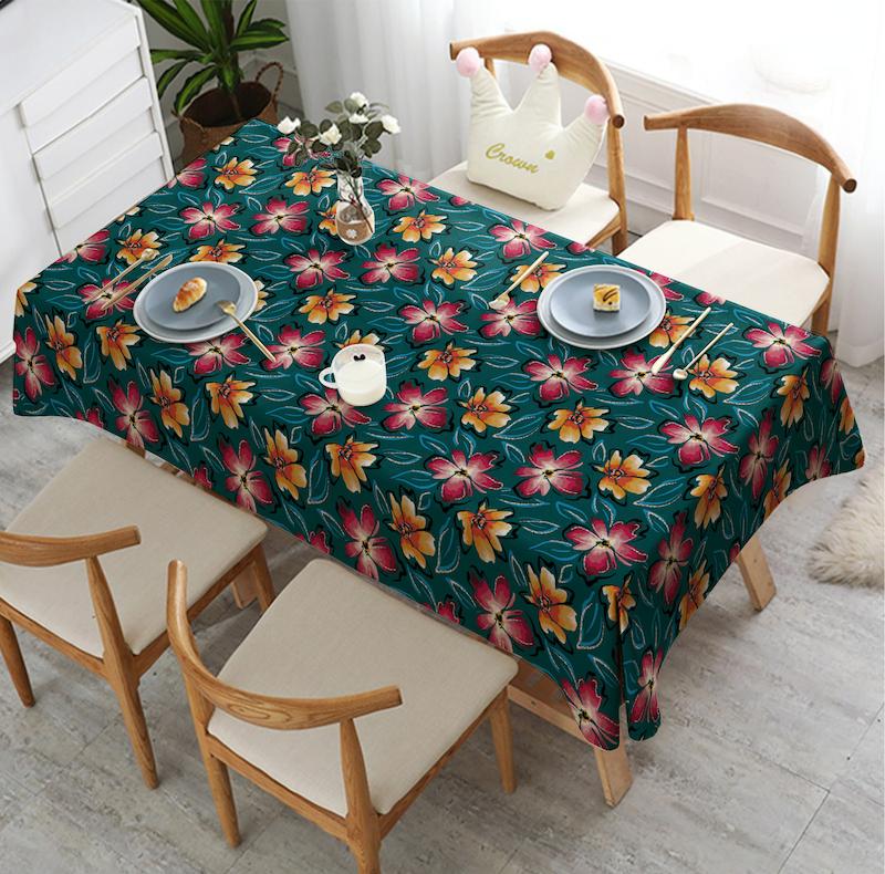 رومیزی ناهارخوری گلدار گرمسیری سرمه‌ای