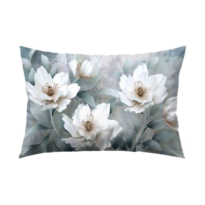 روبالشتی دورو مخمل طرح گل سفید-بافچین