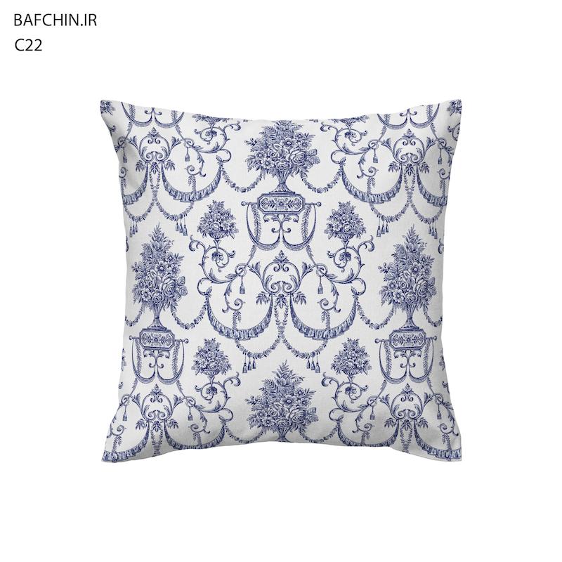 کوسن طرح گل و گلدان آبی-C22