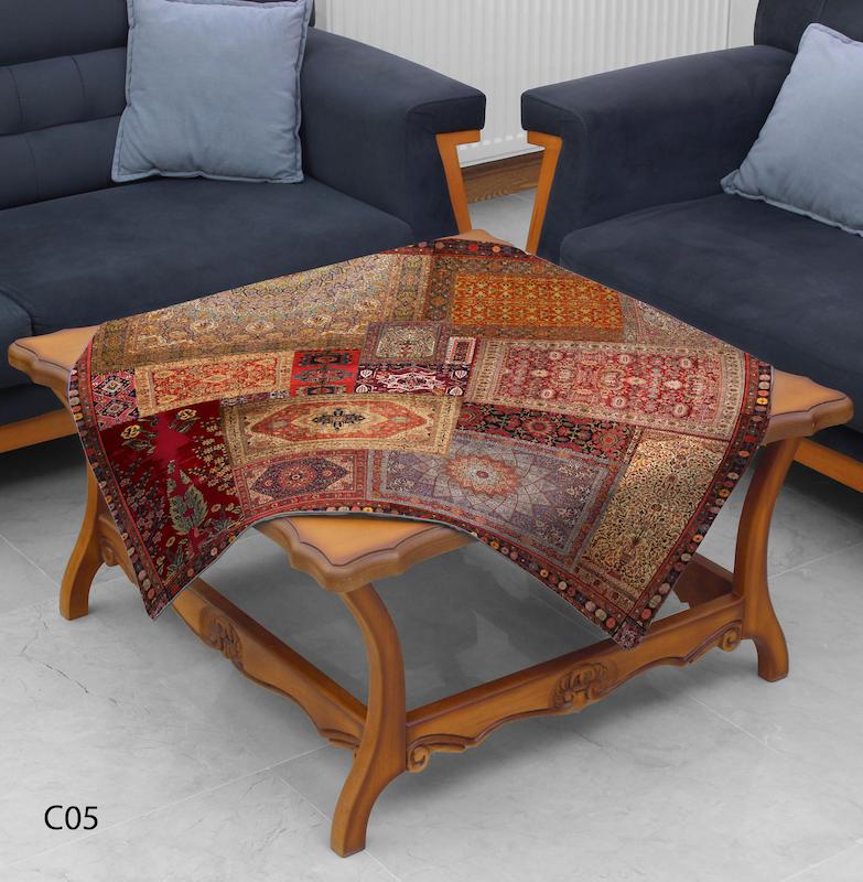 رومیزی طرح فرش ایرانی با رنگ‌های گرم و متنوع مدل C05