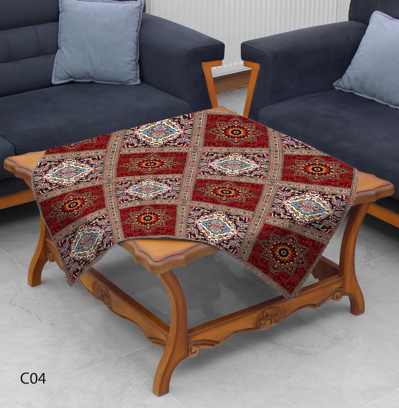 رومیزی طرح فرش دستبافت با نقوش هندسی زیبا مدل C04