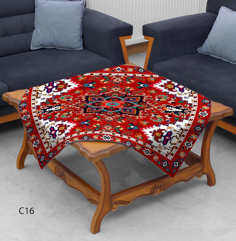 رومیزی با طرح عشایری و رنگ‌های قرمز و آبی مدل C16