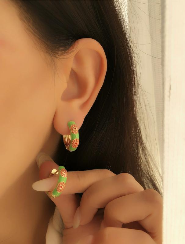 گوشواره فلاور مینا کاری 