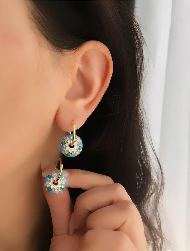 گوشواره مینا کاری آبی 