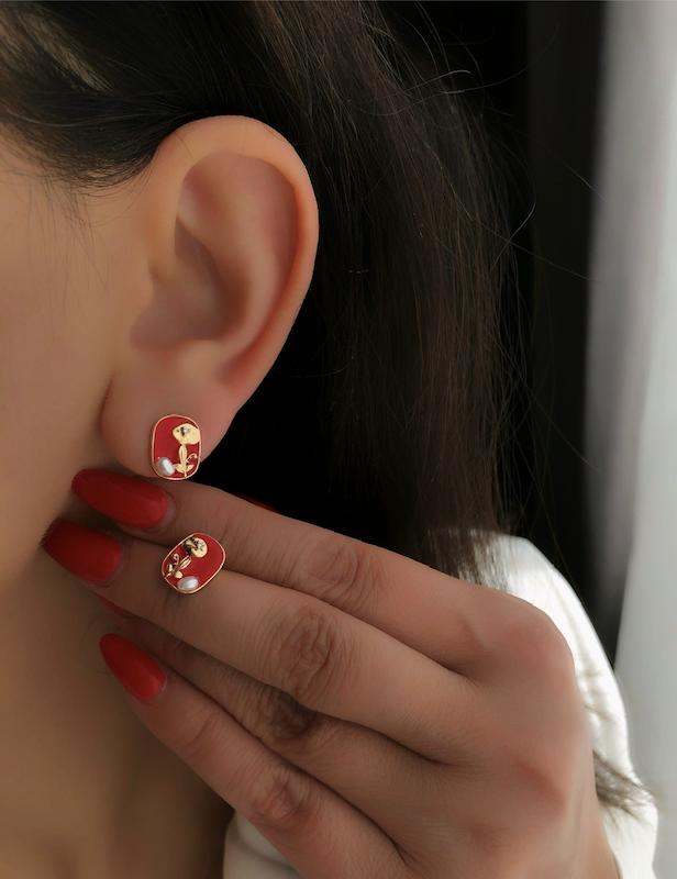 گوشواره میناکاری ژوپینگ 