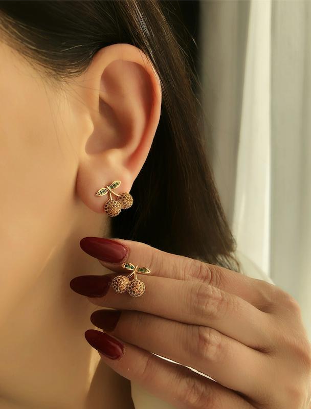 گوشواره گیلاس ( سنگ شامپاینی) ژوپینگ‌