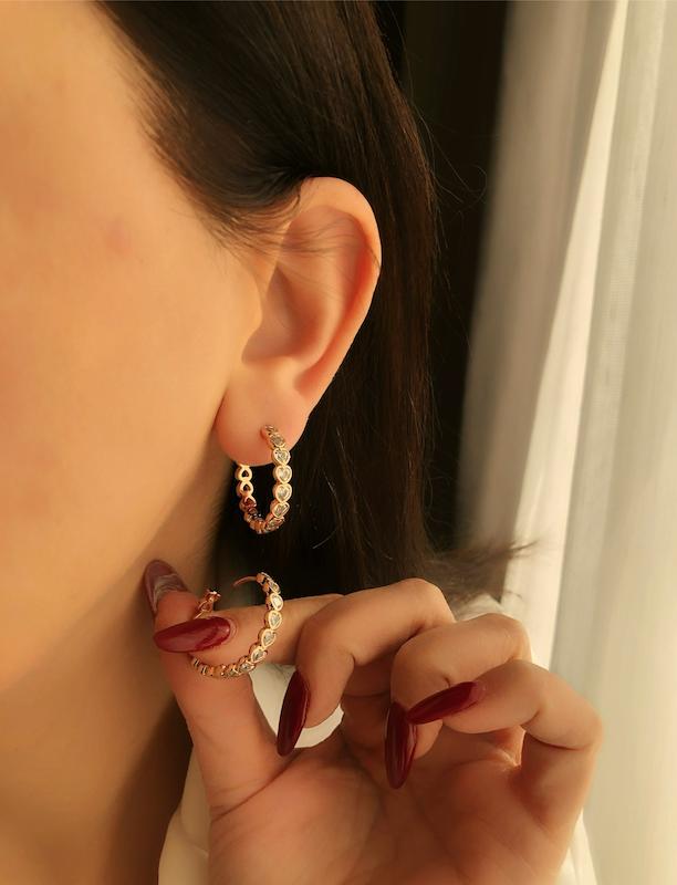 گوشواره حلقه ای طرح جواهر ژوپینگ‌