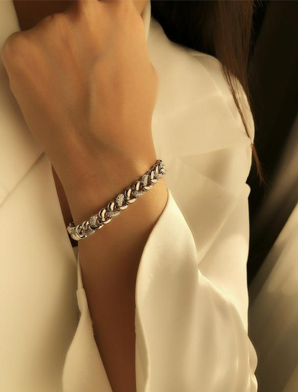 دستبند کارتیه نگیندار سیلور ژوپینگ‌