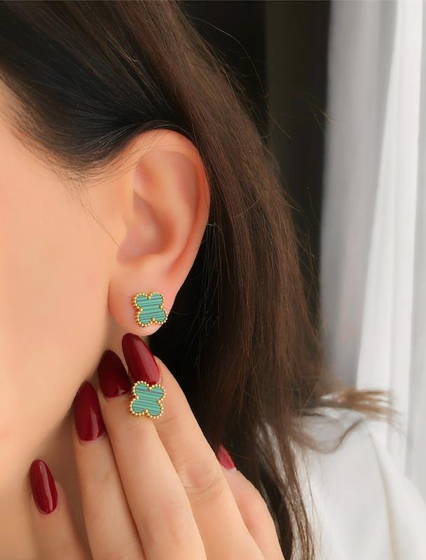 گوشواره ونکلیف سبز استیل 