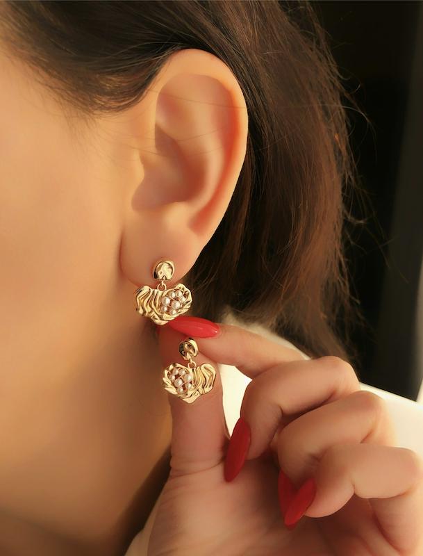 گوشواره قلب مرواریدی ژوپینگ‌