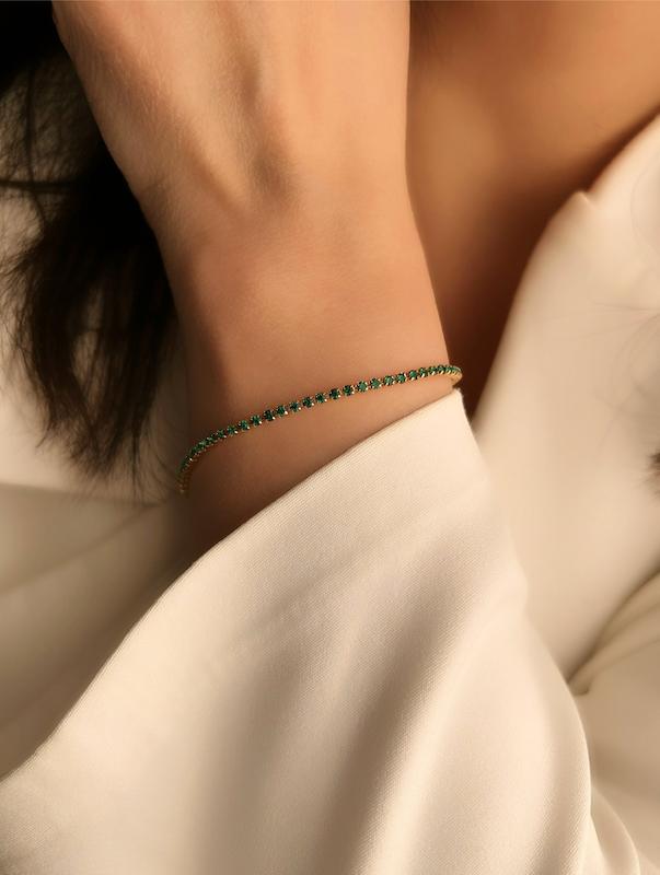 دستبند نگیندار سبز زمردی 