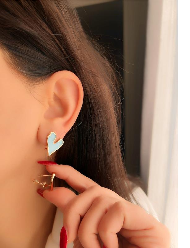 گوشواره قلب میناکاری 