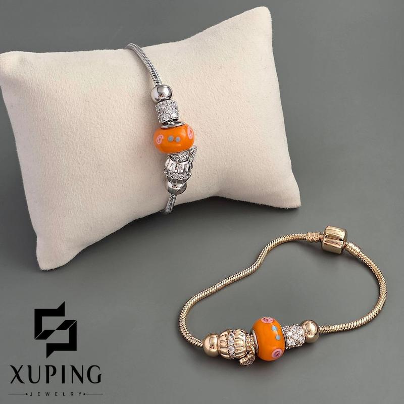 دستبند پاندورا مهره نارنجی 