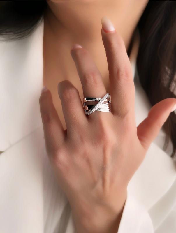 انگشتر ضربدری سیلور دیار ژوپینگ‌