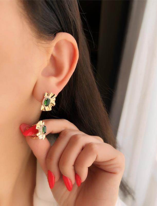 گوشواره زمردی ژوپینگ‌