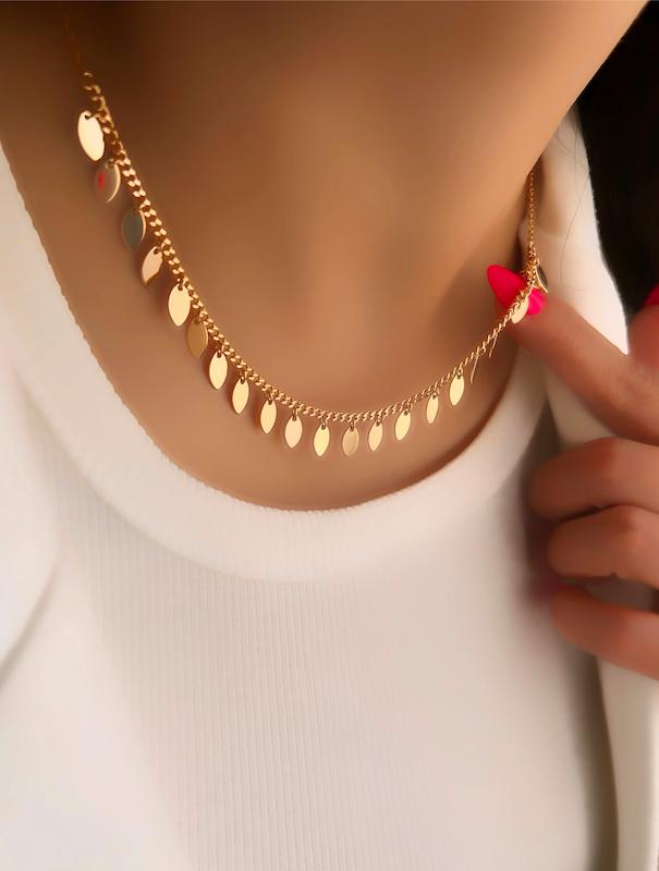 ست دستبند و زنجیر پولکی(برگی) ژوپینگ